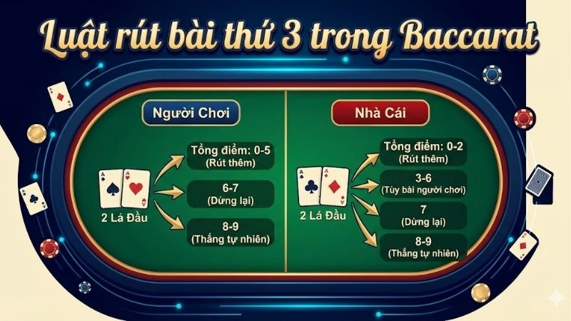 Luật rút bài thứ 3 trong Baccarat – Cách áp dụng và các quy tắc cần biết